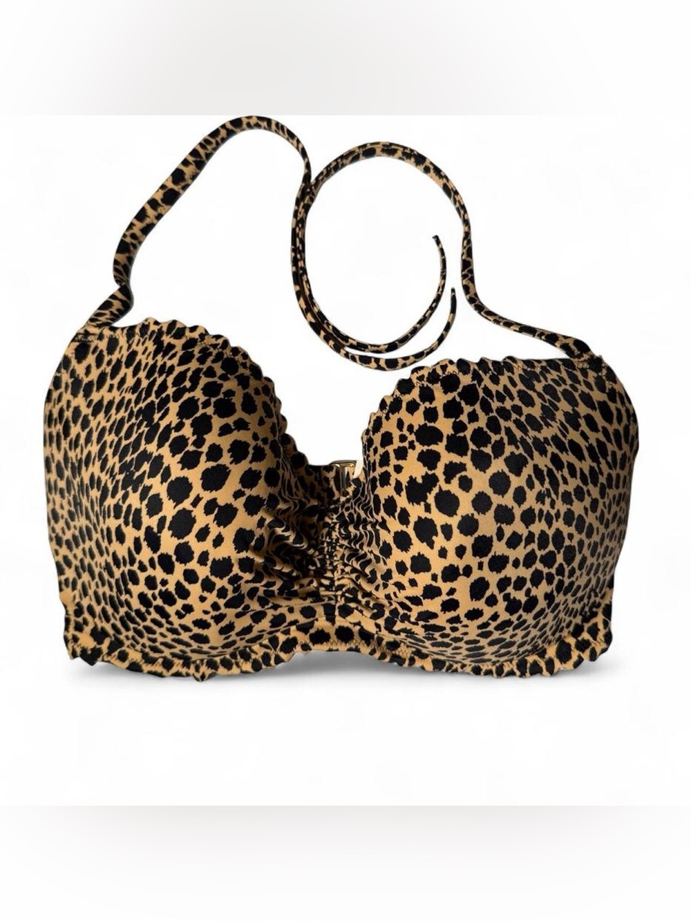 36DDD Halter Bikini Top Cheetah Animal Print